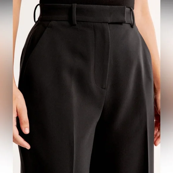 Abercrombie Cuffed Hem Tailored Wide Leg Pants - Picture 5 of 7